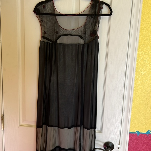Na-Ta-ya 2 piece flowy midi black sleeveless dress and overlay with roses Med - Picture 11 of 16